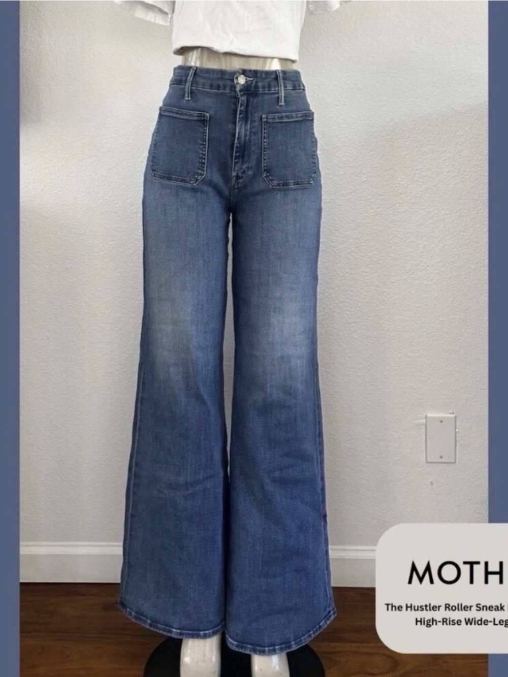 MOTHER High-Rise Wide-Leg Jeans in Medium Blue